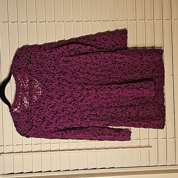 ZOZO Crochet Scoop Neck Sweater Vivid Magenta Size Large NWT - Picture 2 of 6